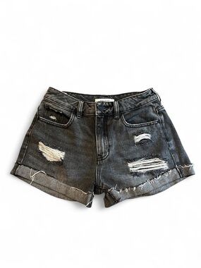 PacSun Washed Black Distressed Denim Jean Shorts